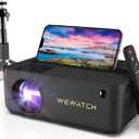 WEWATCH Projector, Native 1080P Bluetooth Projector with 12" Tripod Stand, 13500L Portable Outdoor Mini Projector, Movie Projector Compatible with TV Stick, Smartphone, Laptop, PS5, HDMI, USB, AV, VGA