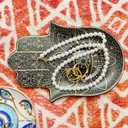 Exquisite Small Ceramic Jewelry Tray - Trinket Dish Evil Eye Decor, Gold Plate Ring Holder, Modern Boho Home Essentials, Perfume Organizer, Witchy, Aesthetic Room Decor (Black Hamsa)