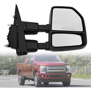 Passenger Side Tow Mirror Fits for Ford F250 F350 F450 F550 2017-2022 Support Power Glass Adjust Heated with BSM Signal Light with Turn Signal Light Puddle Light Temperature Sensor Manual Folding