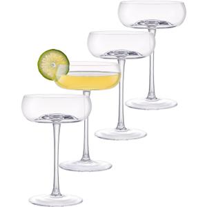 Handmade Coupe Glasses Set of 4 8.5oz Crystal Cocktail Glasses with Unique Convex Base, Elegant Coupe Glassware for Margarita, Martini, Champagne, Manhattan & Cocktails