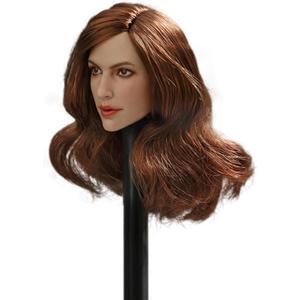 Phicen 1/6 Scale Female Head Sculpt with Curls for 12" Female Body Hot Toys (Dark Brown Curly Hair)