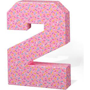 Chunful Donut Two Sweet Birthday Decorations 2nd Cartoon Birthday Party Supplies Number 2 Party Favors Photo Props for Table Centerpiece, 9.8 x 6.8 Inch(Donut)