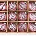 Clear Christmas Ball Ornaments for Tree - Pink Glitter Christmas Ornaments for Holiday Indoor Decorations - Shatterproof Plastic Xmas Bulbs 80mm 3.15 inch, Pack of 12