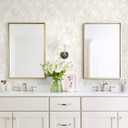 Ismoon Floral Peel and Stick Wallpaper Vintage Beige Contact Paper Boho Watercolor Damask Wall Paper Textured Removable Self Adhesive Vinyl Wallpaper for Cabinet Bedroom Wall Decor, 17.3 in X 6.5 ft