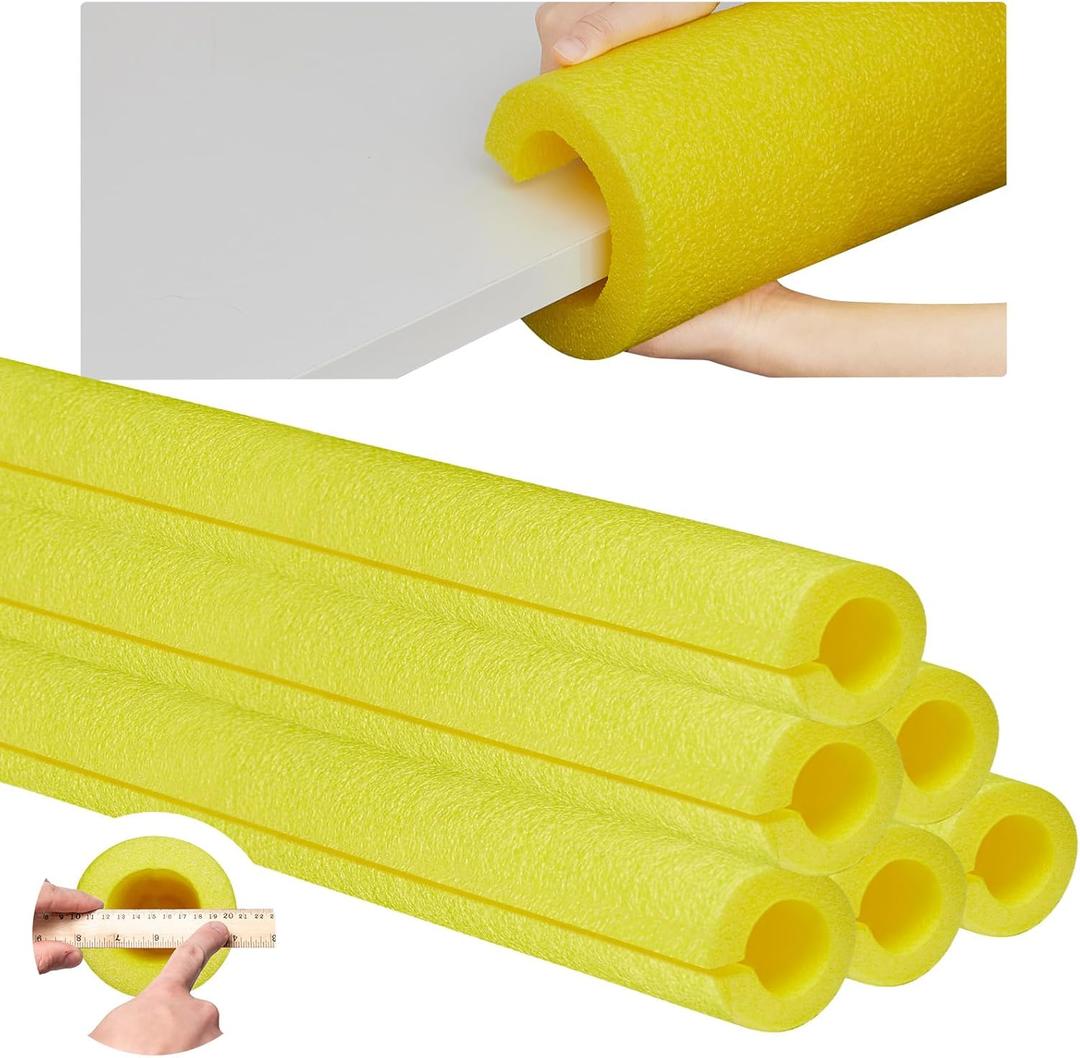 Hanaive 6 Pcs Jumbo Pool Foam Noodles Bulk 40 Inch x 4.1 Inch Large Swimming Noodles Tube Hollow Core Swim Noodle for Floating Craft Projects Pre Slit Clamp Protection Padding Bumper (Yellow)