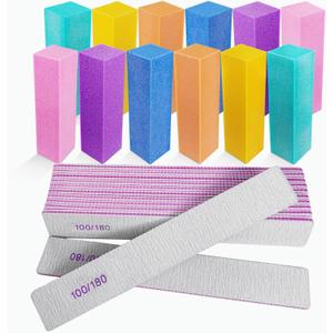 Nail Files and Buffers (24 Pack), Nail Buffer Block Nail File Set for Acrylic and Natural Nails, Professional Manicure Tool 4 Sides 100/120/180 Grit Emery Board Sponge Buffing Buffers Blocks Gray