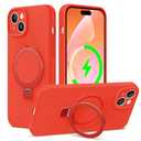 ZHK Liquid Silicone Designed for iPhone 15 Plus Case with Magnet Stand, [Precise Camera Lens Protection][Mil-Grade Drop Shockproof][Soft Anti-Scratch Microfiber Lining] Slim Fit Cover, Red