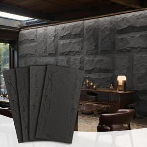 Stone 3D Wall Panels,4-Pack PU Wall Panels, 23.6"*47.2" Wall Paneling for Interior Wall Decor, Faux Stone Wall Panel for Accent Wall Decor, Sophisticated & Stylish 3D Wall Decor(Space Dark)