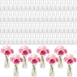 Plastic Bud Vases in Bulk Small Clear Flowers Vases for Centerpieces Wedding Decorations Home Banquet Formal Dinners Party Table Decor, 2.64 x 6.69 Inch (120 Pcs)