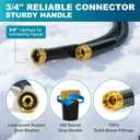 50FT Non-Expandable Garden Hose, Lightweight Kink-Free Water Hose with 10-Pattern Spray Nozzle, 3/4" Brass Connectors, Leak-Proof Abrasion Resistant Flexible Hose for Lawn, Yard, Car Washing