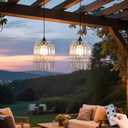 Battery Operated Chandelier, 2Pack Hanging Gazebo Lights, Acrylic Crystal Beaded Pendant Lights Outdoor Waterproof for Patio Tree Pergola Porch and Indoor Decor