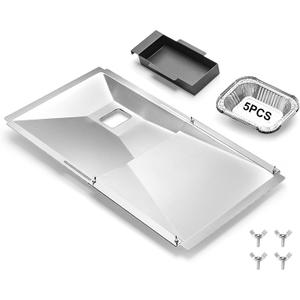 Universal Grease Tray with Catch Pan, Adjustable Drip Pan fits Nexgrill, Charbroil, Dyna Glo, Kenmore, BHG, Master,Backyard, Uniflame,Expert, Galvanized Steel Replacement Part for 3/4/5Burner Gasgrill