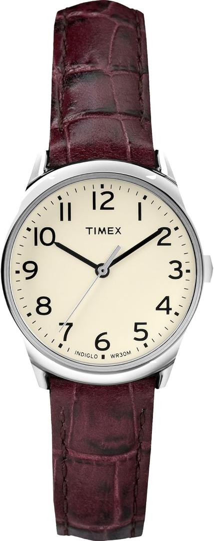 Timex Women's Easy Reader Watch (30mm, Brown/Silver-Tone/White/30mm)