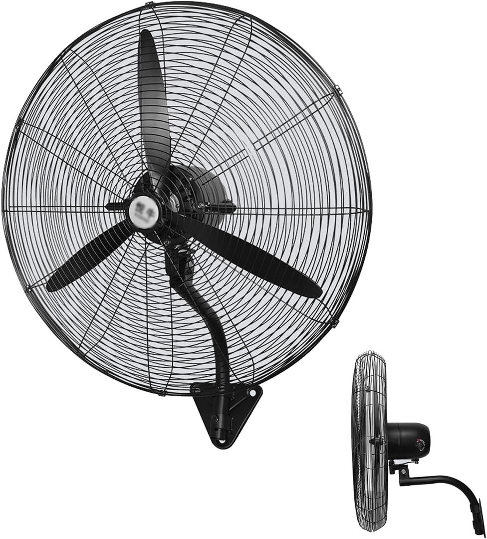 Industrial Wall Mount Fan with 3 Speeds & Oscillation, Durable 3-Blade Design for Garage, Workshop, Greenhouse, and Farm Cooling-65cm/26in