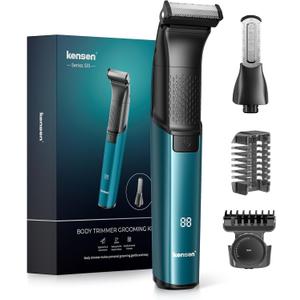 Body Hair Trimmer for Men - 2 in 1 Dual-Head Electric Shaver & Groomer, Ball Shaver with 30 Rotating Blade Adjustable Comb Mens Electric Razor IPX6 Wet & Dry for Face Groin Pubic Hair Trimmer Green