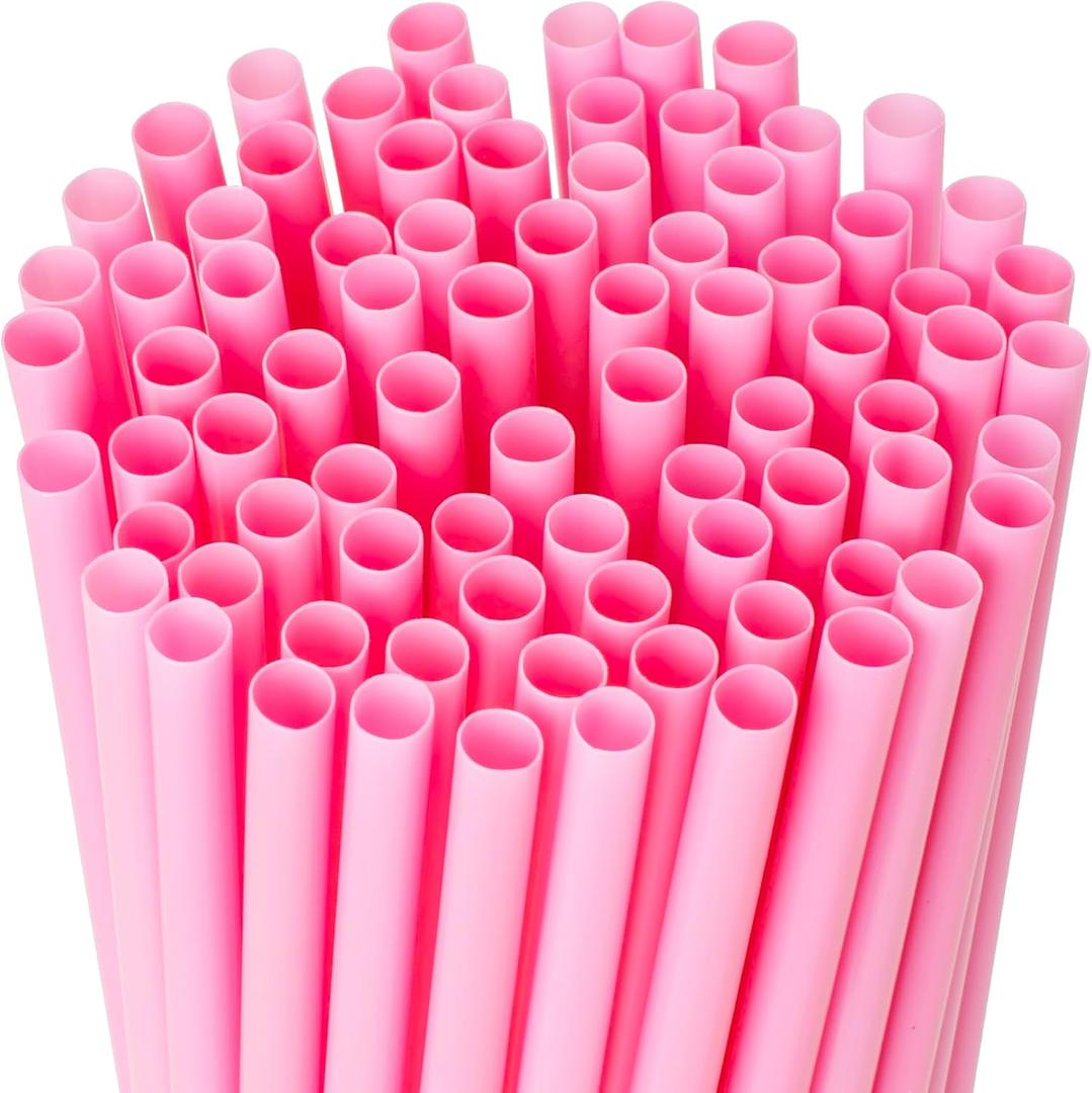 200 pcs Pink Disposable Straws, Cute Plastic Drinking Straws for Bride Wedding Bachelorette Birthday Pink Cocktail Party, Individually Wrapped