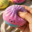 Dumpling Squishies,18 Colors Random Mystery Glitter Dumpling Squishies Toy, Colorful Stress Balls Fidget Sensory Toy Desk Toys for Stress Relief for Adults (Random 3 Colors)