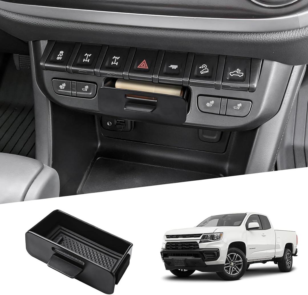 Center Console Organizer Hidden Cubby Drawer Compatible with 2015-2022 Chevy Colorado LT/Z71/ZR2 & 2015-2022 GMC Canyon SLE/SLT/Denali Accessories  Fits Only Consoles with Heated Seat Buttons