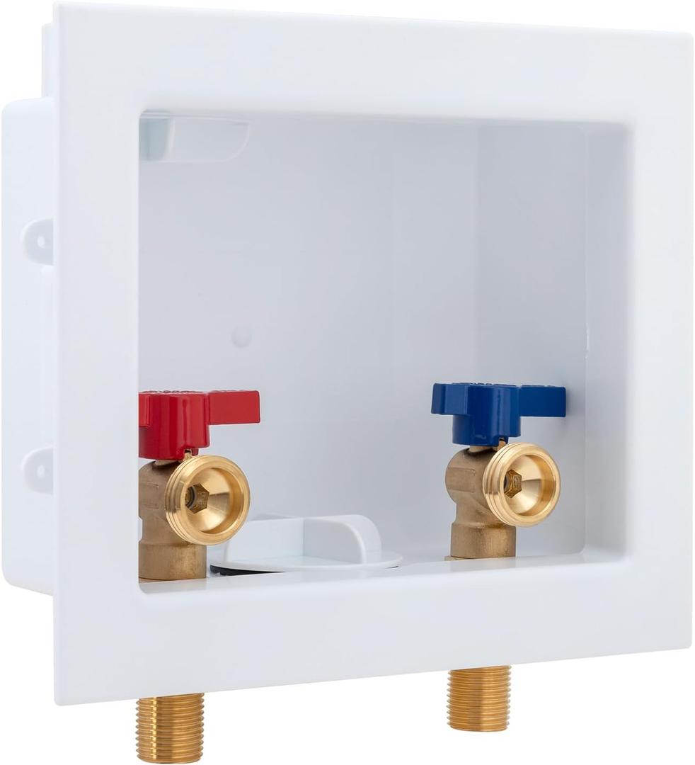 SUNGATOR Mip Washer Valve Box, 1/2 Inch Mip (Sweat) Inlet x 3/4 Inch MHT Outlet, Sweat Washing Machine Box with Brass Valves Installed