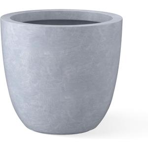 Kante 18 Inch Dia Round Concrete Planter, Indoor Outdoor Large Plant Pot with Drainage Hole and Rubber Plug for Home Patio Garden, Slate Gray