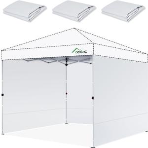 Acepic Canopy Sidewalls for 10x10 Pop Up Canopy Frame, Waterproof UV Protection Material for Outdoor Events, Courtyard, Vendor Booths (White, 3 PCS Sidewalls Only)