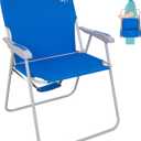 #WEJOY Folding Beach Chair for Adults, Lightweight Beach Chair with Shoulder Straps, High Back Camping Chairs with Hard Armrest, Supports 300lbs for Outdoor Lawn Concert