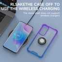DAUPIN for Galaxy S25 Case Clear with 360 Rotation Metal Ring Holder Stand, Support Magnetic Car Phone Mount Soft TPU Bumper PC Hard Protective Phone Case for Samsung S25 5G (Purple Blue)
