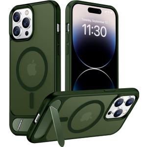 Magnetic Compatible with iPhone 14 Pro Max Case, [Built-in Invisible Kickstand][Compatible with MagSafe] [Military Grade Shockproof] Slim Translucent Matte Phone Case for iPhone 14 Pro Max 6.7"
