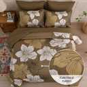 Luxudecor Floral Comforter Set Queen Size, 7 Pieces Bed in a Bag Brown Floral Comforter and Sheet Set, Soft Microfiber Complete Bedding Sets for All Seasons