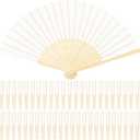 URATOT 48 Pieces White Folding Fans Silk Bamboo Folding Fans Handheld Fan for Wedding, Party Decoration