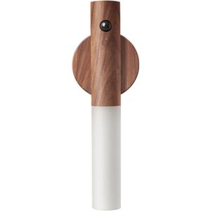 LANDGOO Wooden Motion Sensor Night Lights Magnet Body Sensor Hallway Night Lights Rechargeable Led Light Portable Stairway Wall Sconce Battery Powered Cabinet Lights (Walnut Wood, Pack of 1)