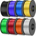 PETG Filament 1.75, Transparent 3D Printer Filament Bundle, 250g/Spool, 8 Rolls, 2 Spool of Black/Transparent and 6 Spools of Clear PETG Red/Orange/Blue/Green/Purple/Yellow (0.25KG*8, Petg Bundle-0.25kg*8 Clear Filament)