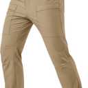 MAGCOMSEN Men's Hiking Pants Lightweight Quick Dry 7 Pockets Travel Pants for Men Water Resistant Ripstop Work Fishing (Beige)