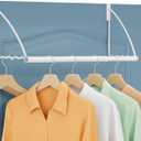 Tajsoon Over the Door Hanger Expandable & Adjustable, Over Door Clothes Hanger Rack for Towel & Coat, Bathroom Over Door Clothes Rack Hooks for Bedroom, Washroom, Fits Doors up to 1¾”, Metal, White