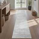 Valenrug Washable Rugs 2x12 - Stain Resistant 2x12 Area Rugs for Living Room, Non Slip Backing Large Area Rugs for Bedroom, Folable Machine Washable Area Rug (2'x12', Grey)
