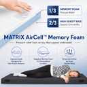 Hazli Matrix AirCell Memory Foam Camping Mattress Pad - CertiPUR-US Roll Up Mattress for Adults - Portable Foam Sleeping Mats for Camping - Camp Cot Sleeping Pad - Floor Sleep Mat Bed Roll for Car RV
