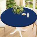 Smiry Round Spandex Tablecloth, Elastic Fitted Washable Tablecloths for 57"-68" Tables, Waterpoof Stretch Picnic Table Cover for Dining, Indoor and Outdoor, Navy