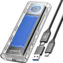 ORICO 40Gbps M.2 NVMe SSD Enclosure with Built-in Cooling Fan, Tool-Free External Hard Drive Enclosure, Support 2230 2242 2260 2280(M Key), Compatible with Thunderbolt 3/4 USB4/3.2/3.1/3.0/2.0-TCM2U4