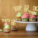 2 x Gyufise 24Pcs Happy 30th Birthday Cupcake Toppers Glitter Thirty 30 Fabulous Vintage 1995 Cupcake Picks for 30th Birthday Wedding Anniversary Party Cake Decorations Supplies Gold