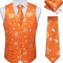 DiBanGu Mens Christmas Suit Vest and Tie Set for Men Waistcoats and Necktie Pocket Square Set for Prom Party S-3XL