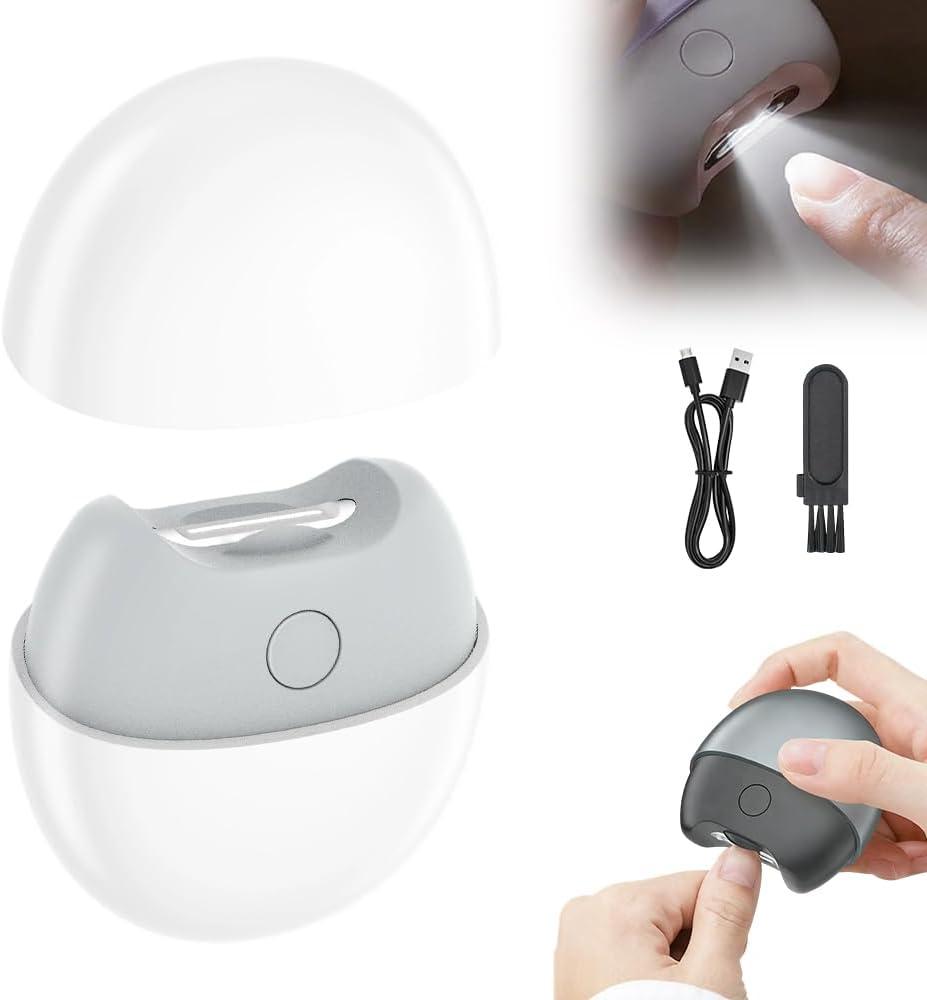 3 in 1 Automatic Electric Nail Clipper, 2026 New Electric Nail Clipper, Automatic Nail Trimmer with Light and Nail Scraps Storage, Electric Toenail Clippers for Seniors Adults (White)