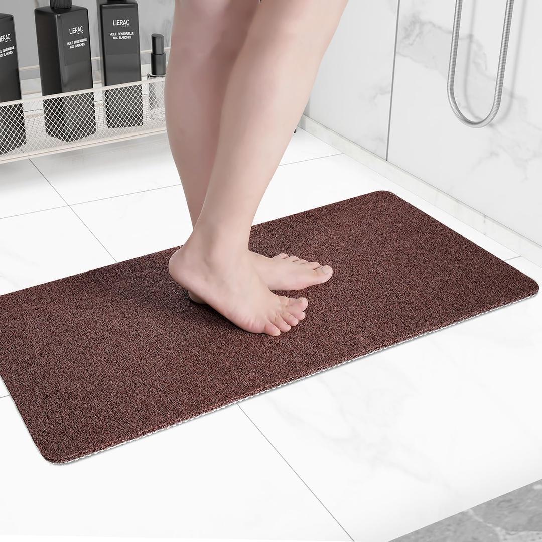 Hargiis Non-Slip Bathtub Mat, Anti Slip Shower Mat, Fast Drying Bathtub Mats, Foot Scrubber Mat, Anti Slip Mat for Tub, Floor, Bathroom, Kitchen, Home, Hotel (Brown 40"×16")