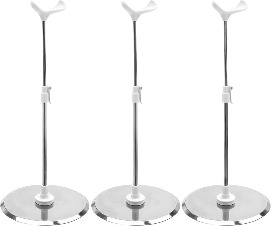 3Pcs Doll Base Stand Fit for BJD Dolls 1/3 1/4 Applicable 15.7" - 27.6" Tall, Stainless Steel Adjustable Small Display Holder Base Support Accessories for Ball Jointed Doll, for Action Figures Posing
