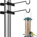2 Pack Bird Feeder Hanger Hook, Metal Clamp-On Deck Hook for Railing Pole, Outdoor Hanging Bracket for Plant, Camping Lantern Rack, Windproof Tree Branch Hooks for Wild Bird House Holder