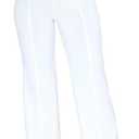 Women Stretchy Straight Leg Dress Pants Comfy Solid Classic High Waisted Wide Leg Long Bootcut Pant Slacks Work Office (X-Large, White)