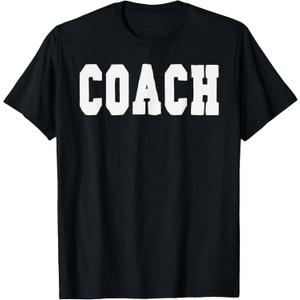 Coach Bold Lettering Halloween Costume Dress Up T-Shirt (Small, Black)