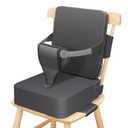 Toddler Booster Seat for Dining Table, Non-Slip Kitchen Chair Booster Seat with Backrest and Adjustable Straps, Portable PU Waterproof Travel Baby Booster Increasing Cushion (Dark Gray)