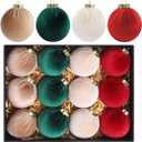 Ochine 12 Pcs Velvet Christmas Ornaments - Velvet Christmas Tree Ball Ornaments for Xmas Decorations Color F