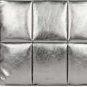 Comfyable Puffy Laptop Sleeve 13 inch 14 inch,Puffer Laptop Carrying Case with Crossbody Strap, Pillow Case Compatible with MacBook Air M4 2025 M3 M2 M1, MacBook Pro M5 M4 Pro/Max, PU Leather Cover (Silver)