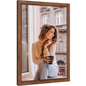 20x28 Wood Frame Brown, Rustic Natural Wooden 28x20in Poster Picture Frame, Distressed 20 x 28inch Woodgrain Gallery Photo Frame with HD Plexiglass, Horizontal Vertical Wall Mounting Display 1pcs